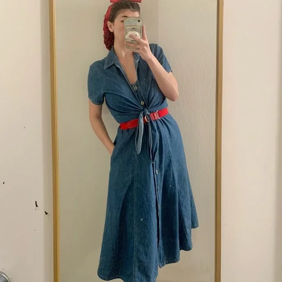 90s denim dress style ROLLA'S Dallas Denim Dress